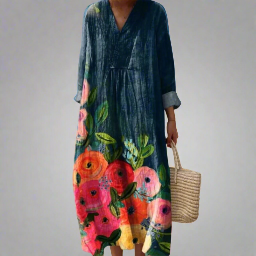 Poppy™ | Cotton Maxi Dress with Watercolor Prints