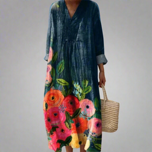 Poppy™ | Cotton Maxi Dress with Watercolor Prints