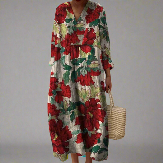 Abelyn™ | Connor's Relaxed Maxi Dress with Fingerrose Print