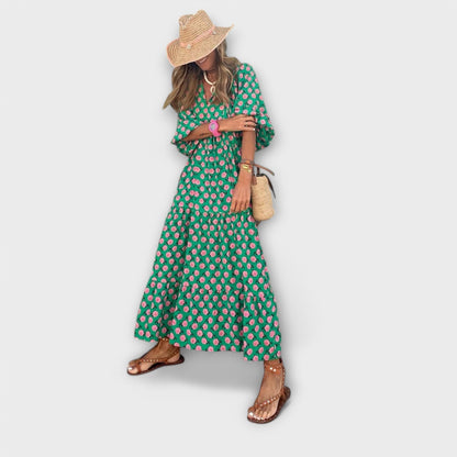 Elegant Geometric Maxi Dress for Comfort and Style