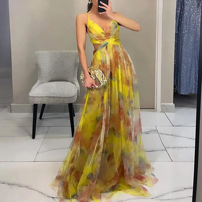 Gizel - Enchanting Maxi Dress with Floral Print