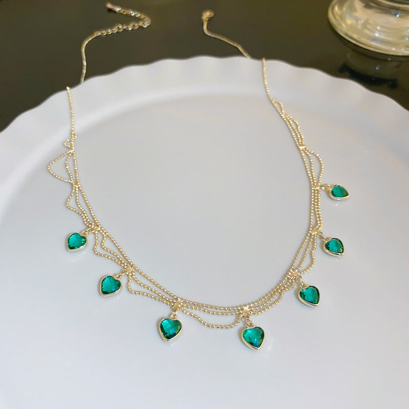 Unique Heart Necklace with Zirconia Stones