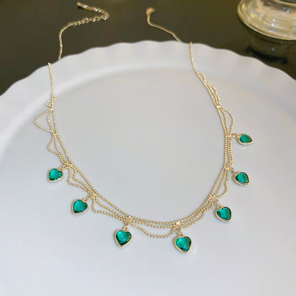 Unique Heart Necklace with Zirconia Stones