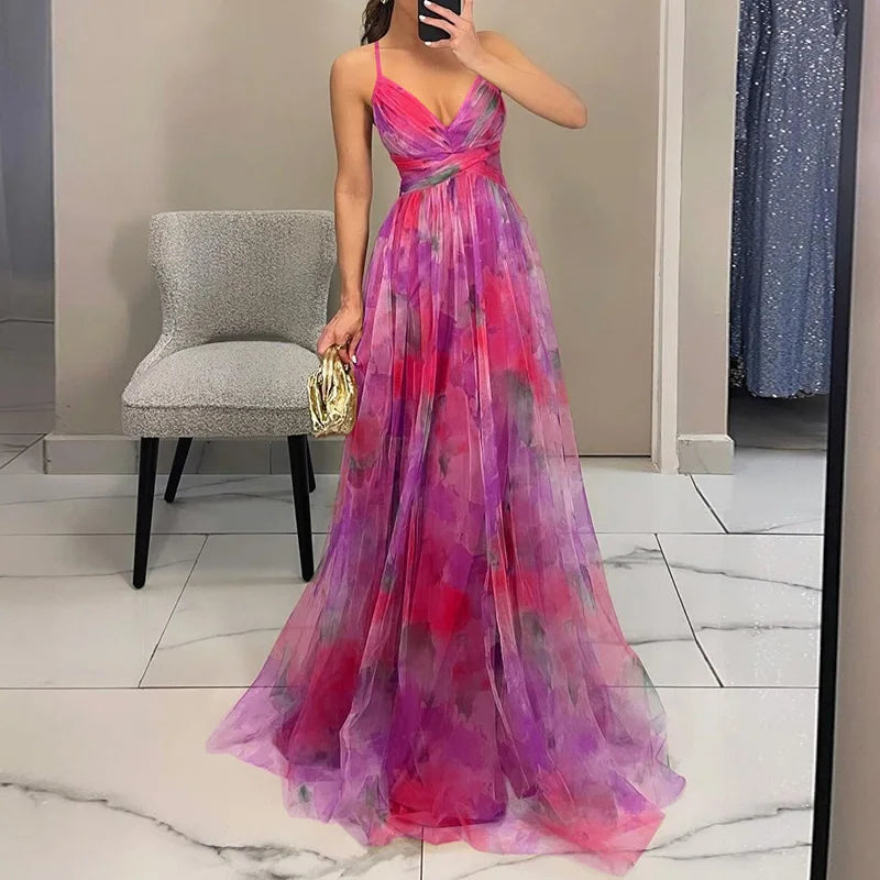 Gizel - Enchanting Maxi Dress with Floral Print