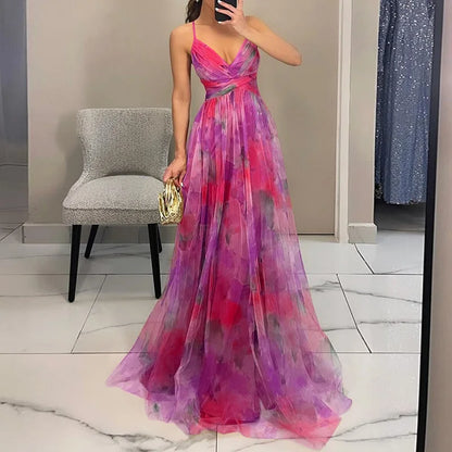 Gizel - Enchanting Maxi Dress with Floral Print