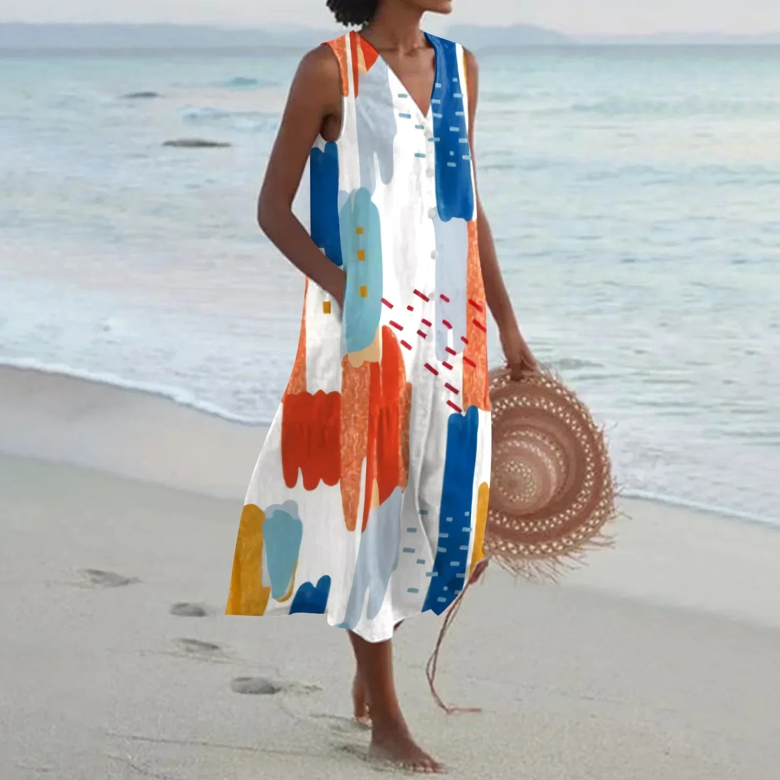 Giulia | Summer Long Dress with Floral Print and Flared Cut