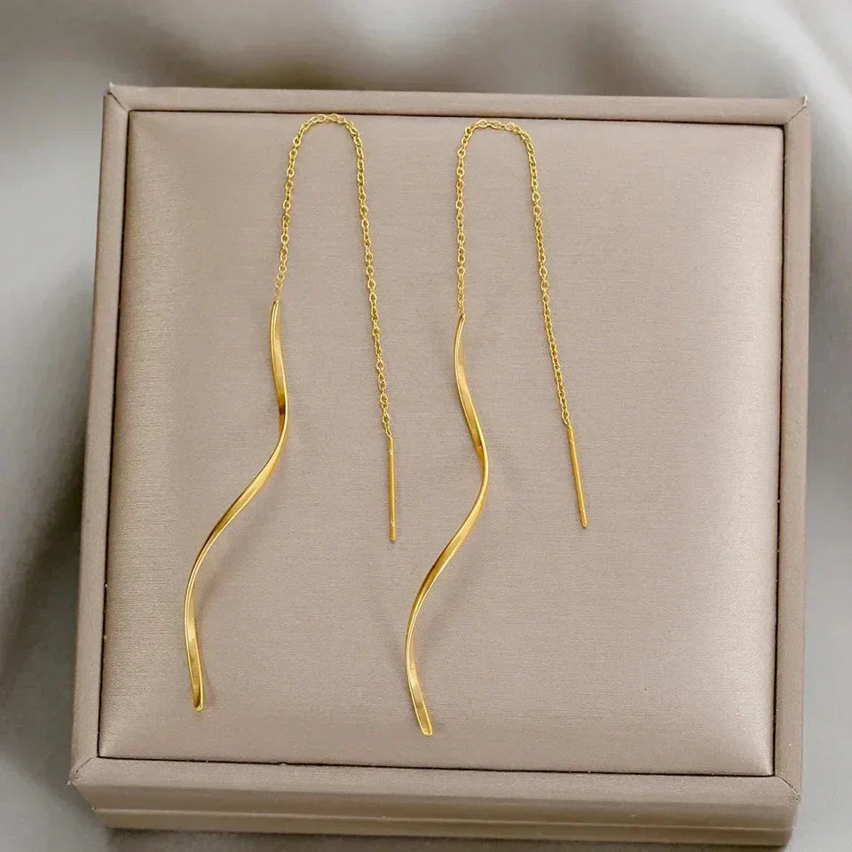 Long Wave Earrings with Unique Design