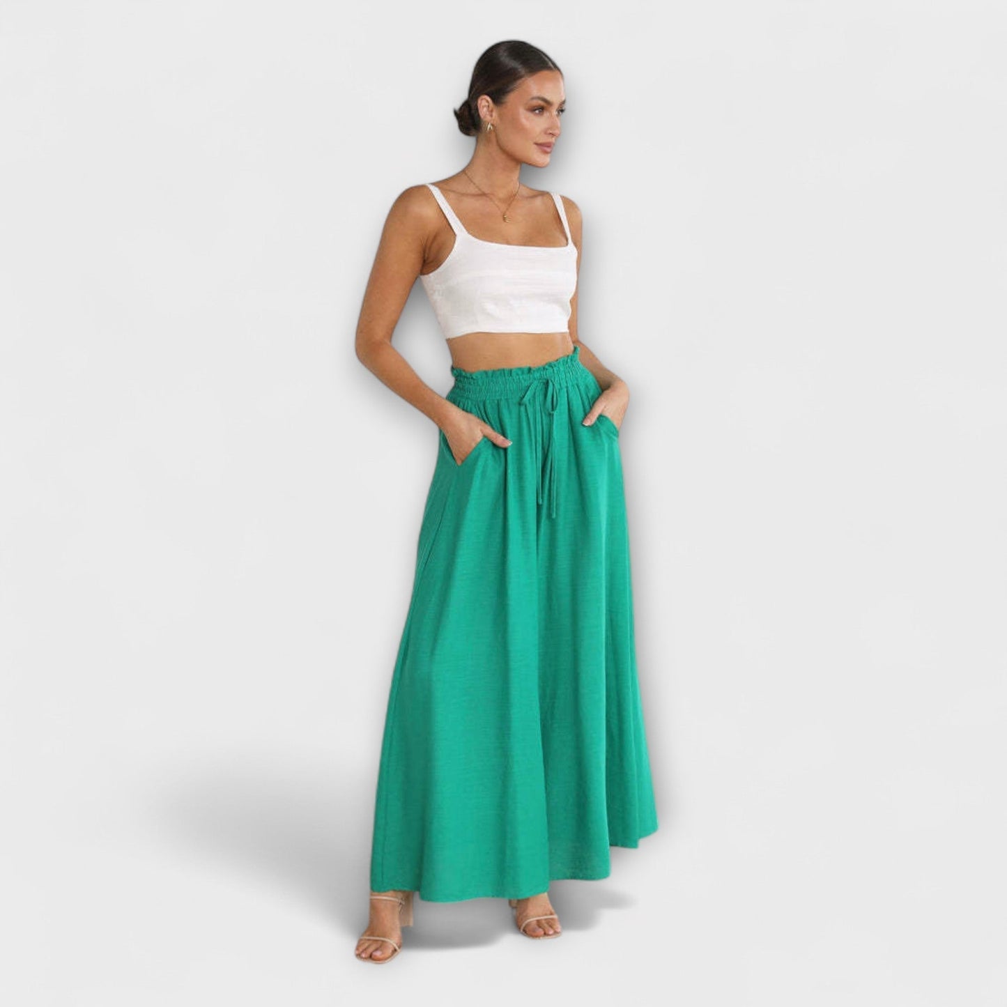Comfortable Linen Pants with High Waist and Wide Leg