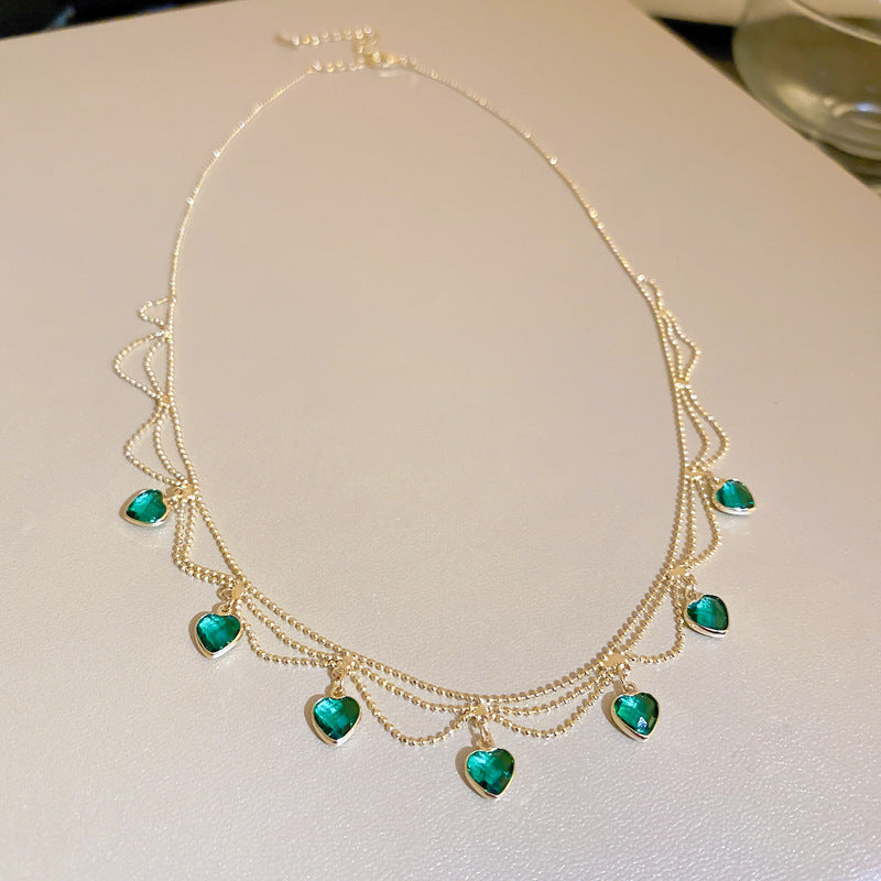 Unique Heart Necklace with Zirconia Stones