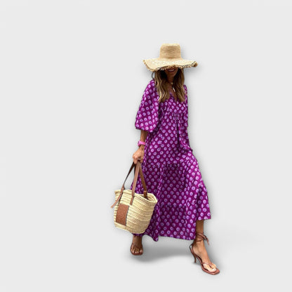 Elegant Geometric Maxi Dress for Comfort and Style