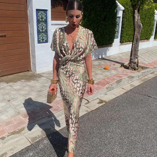 Roxanne™ | Long Dress with Ruffled V-Neck