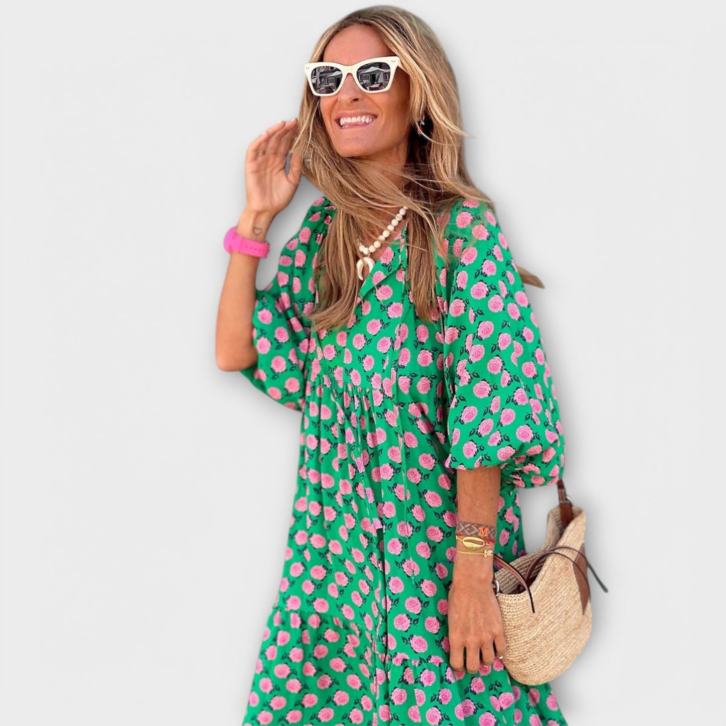 Elegant Geometric Maxi Dress for Comfort and Style