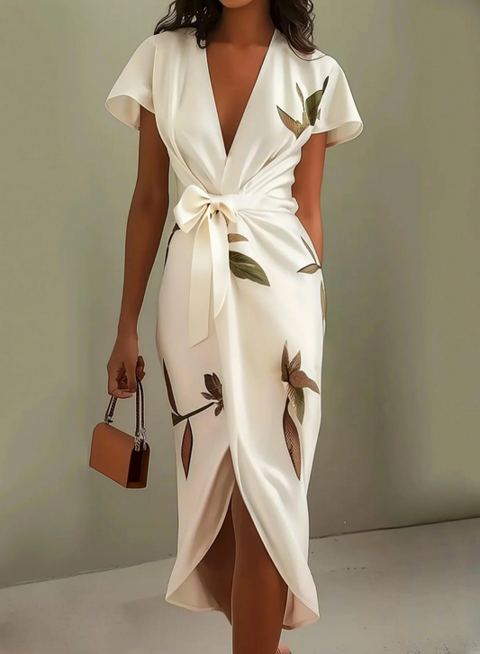 Elegant White Satin Dress