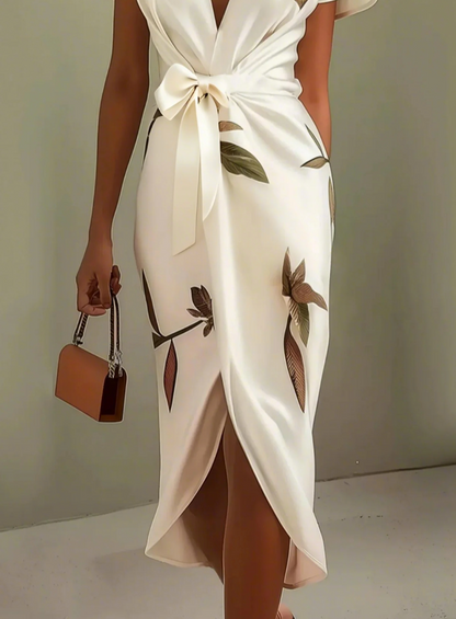 Elegant White Satin Dress