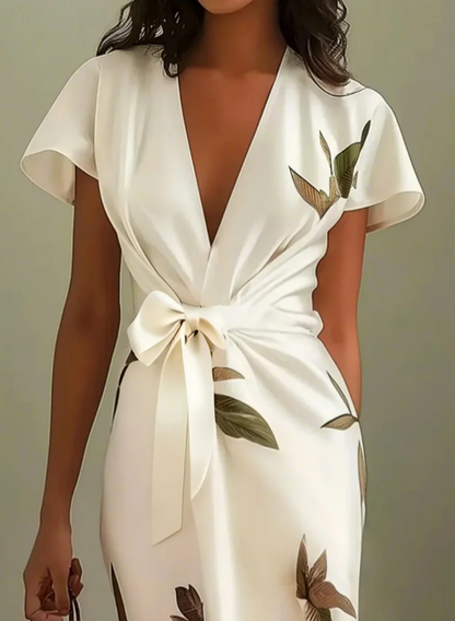 Elegant White Satin Dress