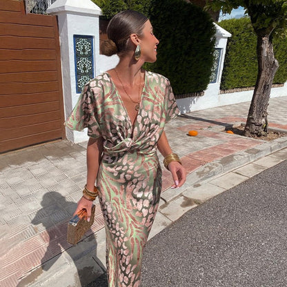 Roxanne™ | Long Dress with Ruffled V-Neck