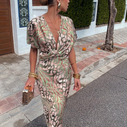 Roxanne™ | Long Dress with Ruffled V-Neck