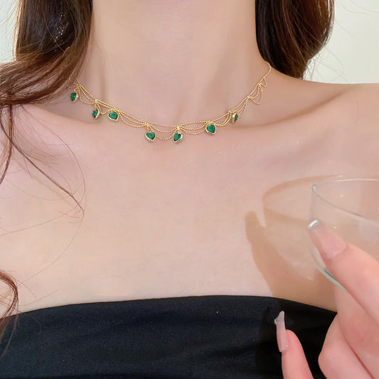 Unique Heart Necklace with Zirconia Stones