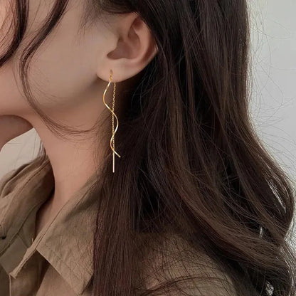 Long Wave Earrings with Unique Design