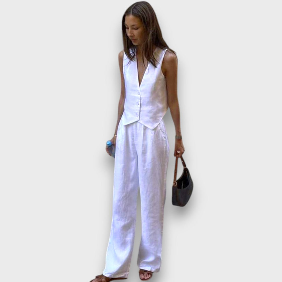 Sulan – Linen Set with Sleeveless Vest