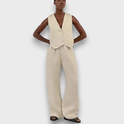 Sulan – Linen Set with Sleeveless Vest