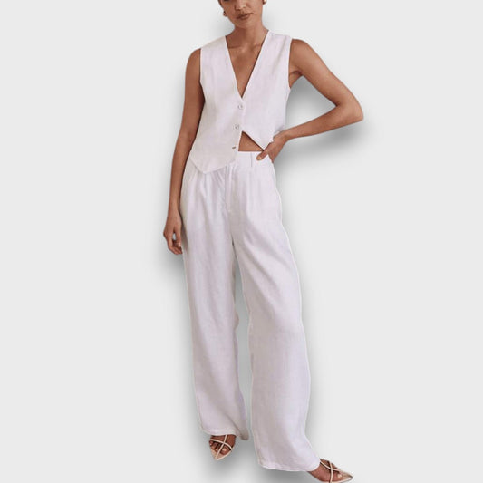 Sulan – Linen Set with Sleeveless Vest