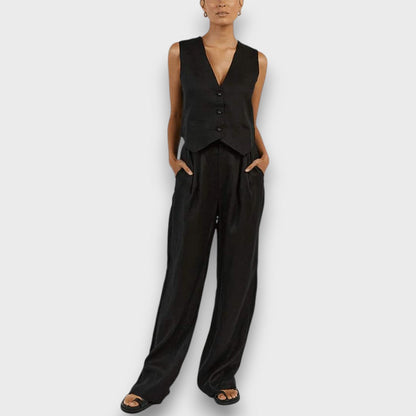 Sulan – Linen Set with Sleeveless Vest
