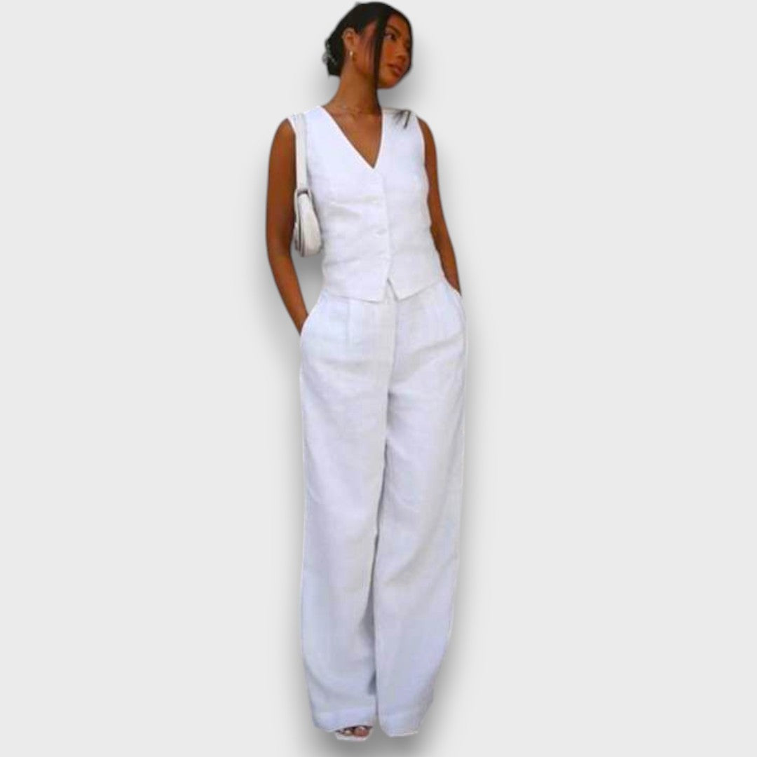 Sulan – Linen Set with Sleeveless Vest