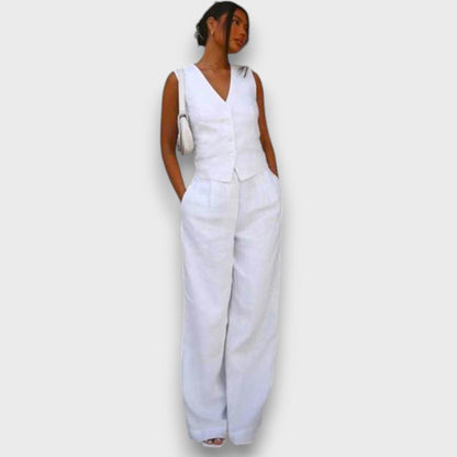 Sulan – Linen Set with Sleeveless Vest