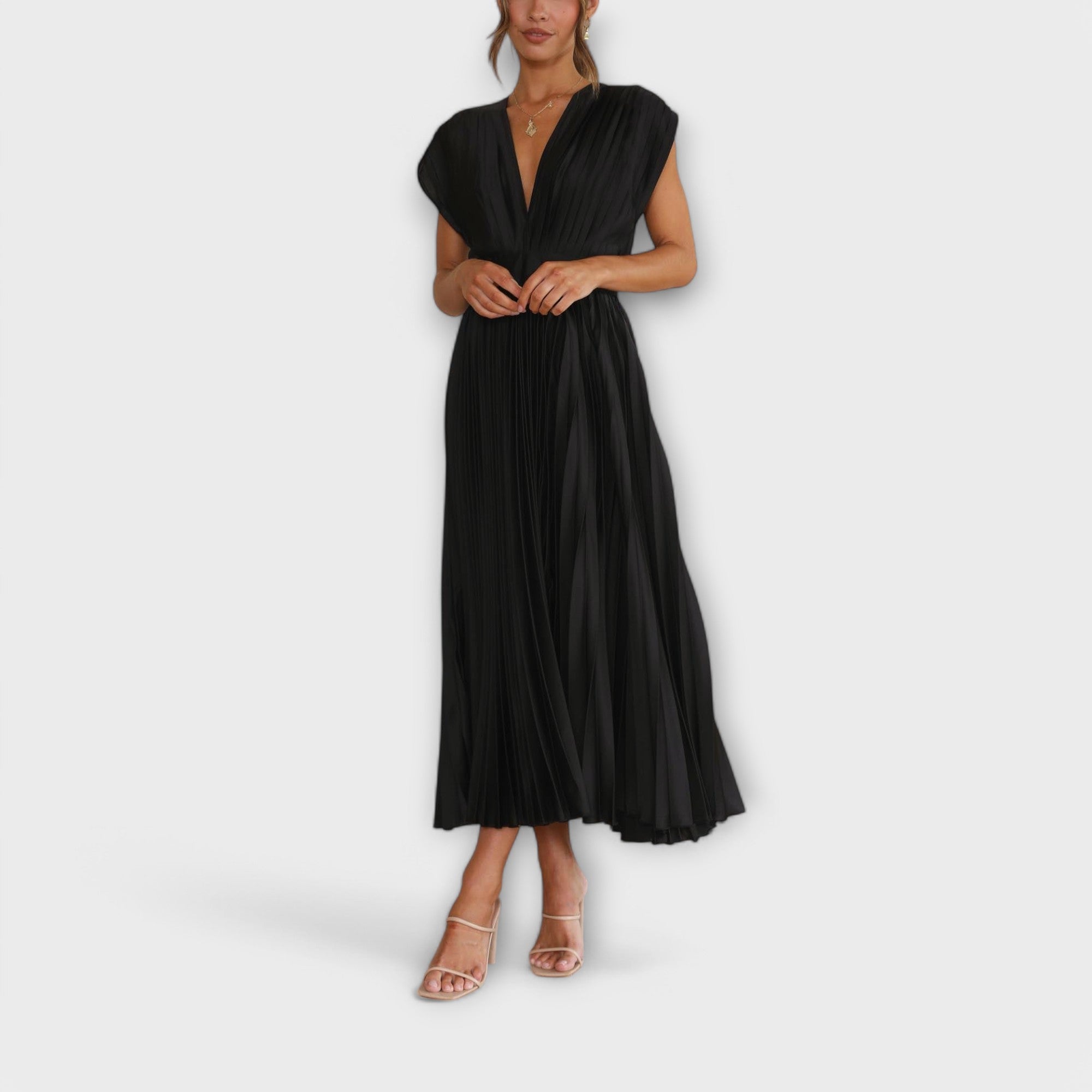 Maria Dress with V-Neck Design and Pleats