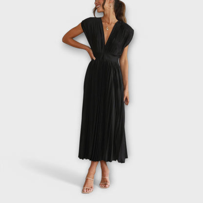 Maria Dress with V-Neck Design and Pleats