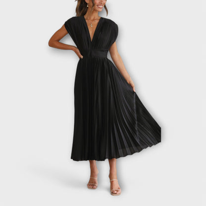 Maria Dress with V-Neck Design and Pleats