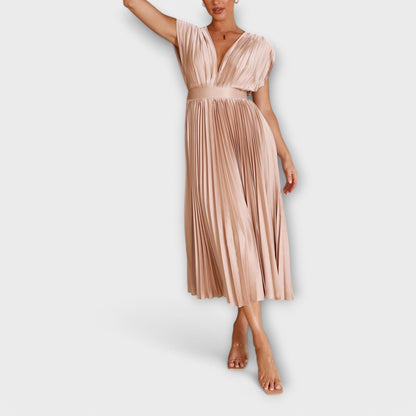 Maria Dress with V-Neck Design and Pleats
