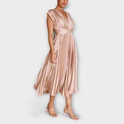 Maria Dress with V-Neck Design and Pleats