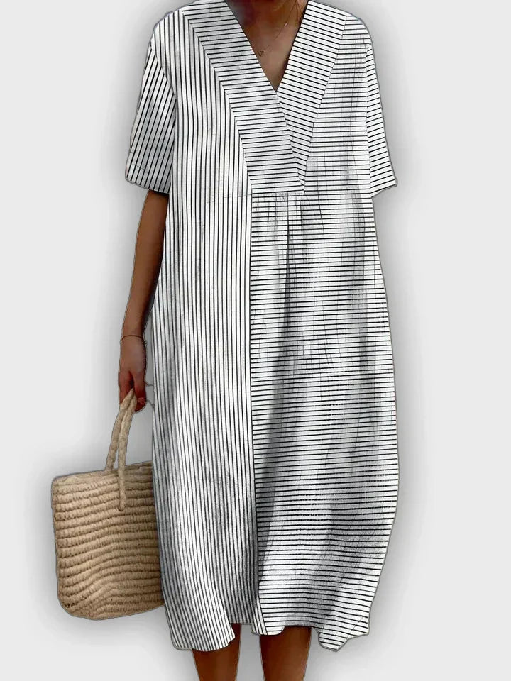 Geometric Dress with a Flowing Silhouette
