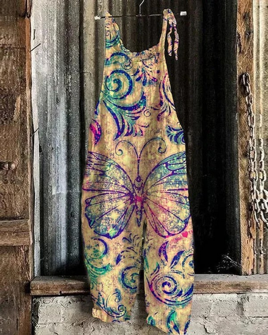 Vintage Women's Slouchy Top with Butterfly Print - Comfort and Style for Every Occasion