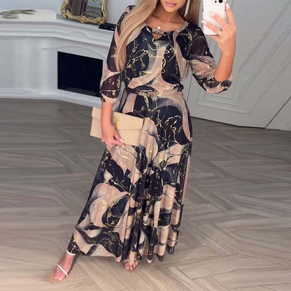 Kay | Elegant Maxi Dress with Subtle Print