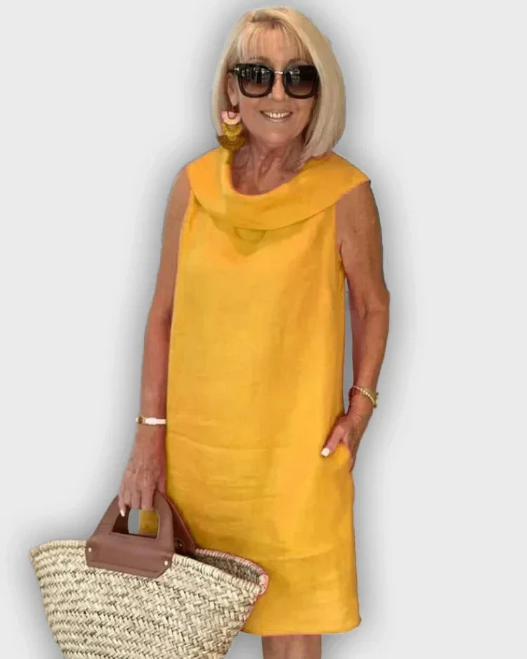 Sleeveless A-line Dresses with Round Collar