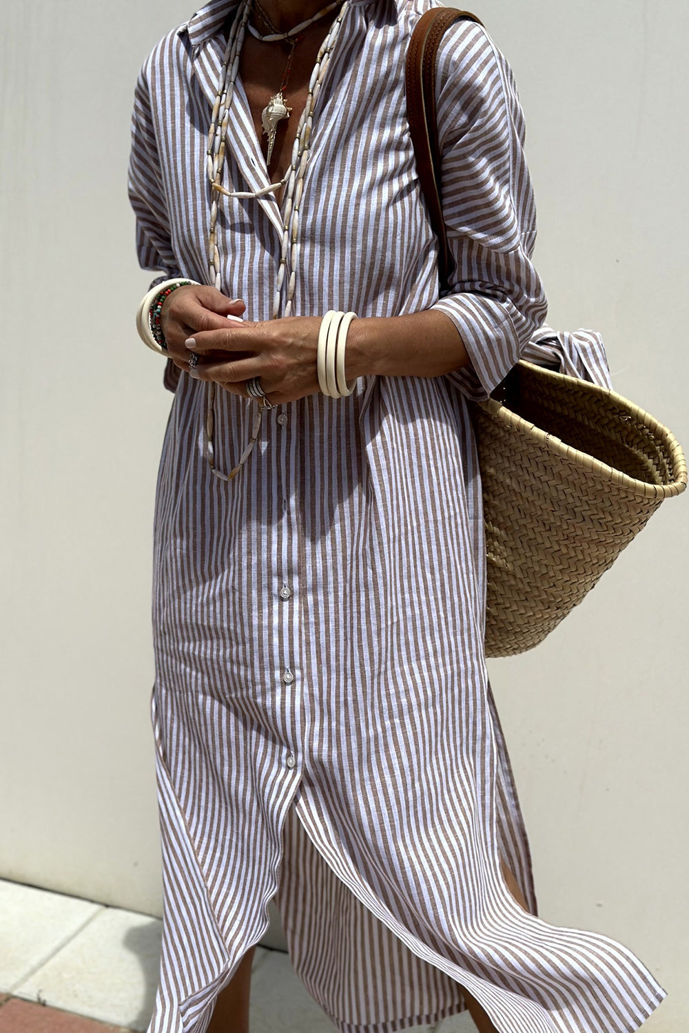 Elegant Shirt Dresses with Stripes