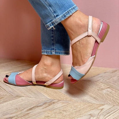 Rosalina | Asymmetrical Pink Block Color Sandals