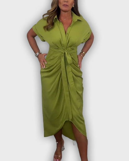 Elegant Catherine Dress with Pleated Waistline