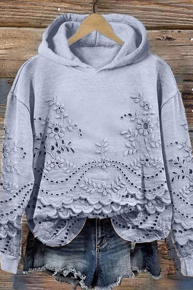 Sweater with Hood Made of Prato Lace Fabric