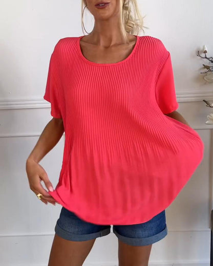 Blouse Shirt with Ruffled Cow Neck