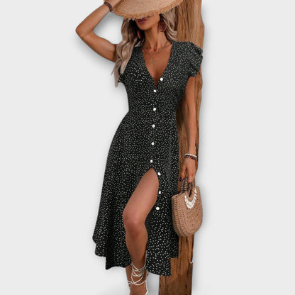 Elegant Midi Dress with Polka Dots