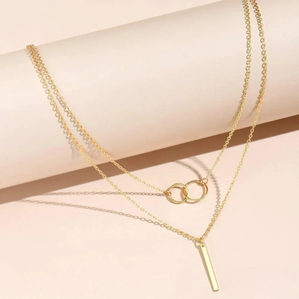 Retro Gold Pendant with Double Circles