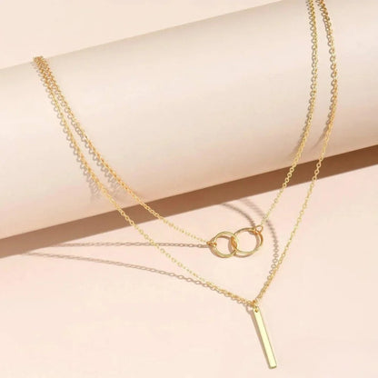 Retro Gold Pendant with Double Circles