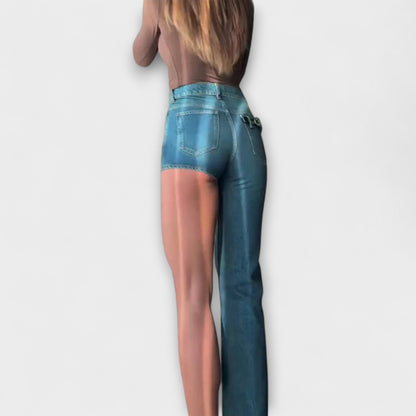 Asymmetrical Jeans with One Shoulder Strap