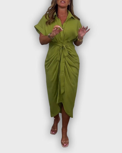 Elegant Catherine Dress with Pleated Waistline