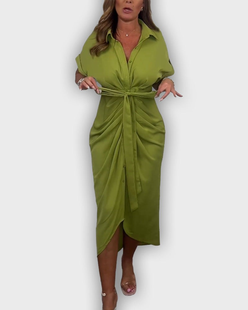 Elegant Catherine Dress with Pleated Waistline