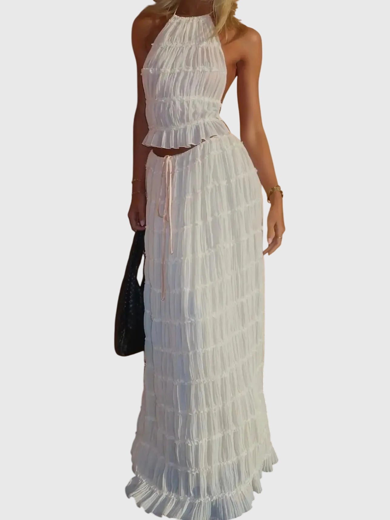 "Alesia" | Elegant summer dress with natural motifs.
